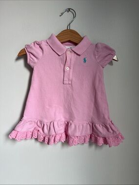 Ralph Lauren | Light Pink Polo Dress with Eyelet Ruffle #300126017 Size 6M
